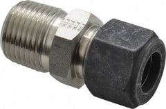 Parker - 1/2" OD, Stainless Steel Male Connector - 7/8" Hex, Comp x MNPT Ends - Apex Tool & Supply