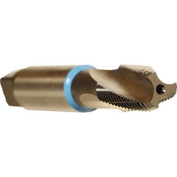 Emuge - 1/16-27 NPT, 15° Helix, 3 Flutes, Bright Finish, Cobalt, Spiral Flute Pipe Tap - Right Hand Flute, 0.69" Thread Length, 0.234" Square Size, Series KEG - Apex Tool & Supply
