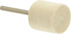 Value Collection - 3/4" Diam, 1/8" Shank Diam, Cylinder Shaped Mounted Bob - Medium Density, 3/4" Head Length, Wool Felt - Apex Tool & Supply