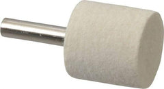 Value Collection - 1" Diam, 1/4" Shank Diam, Cylinder Shaped Mounted Bob - Rock Hard Density, 1" Head Length, Wool Felt - Apex Tool & Supply