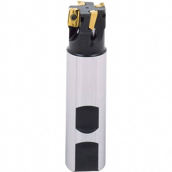 Iscar - 1-1/2" Cut Diam, 0.56" Max Depth of Cut, 1-1/2" Shank Diam, 9.84" OAL, Indexable Square Shoulder End Mill - Cylindrical Shank, 90° Lead Angle, Series Heli2000 - Apex Tool & Supply