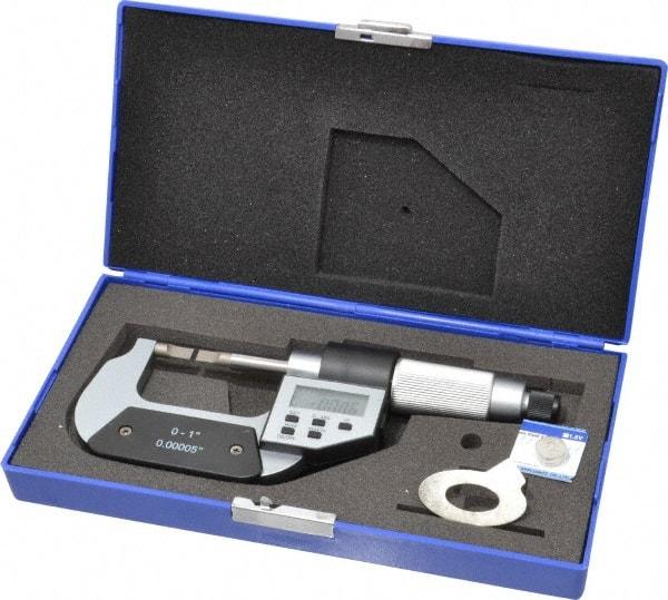 Value Collection - 0" to 1" Electronic Chrome (Frame) Coated Blade Micrometer - 0.75mm Blade Thickness, Friction Thimble - Apex Tool & Supply