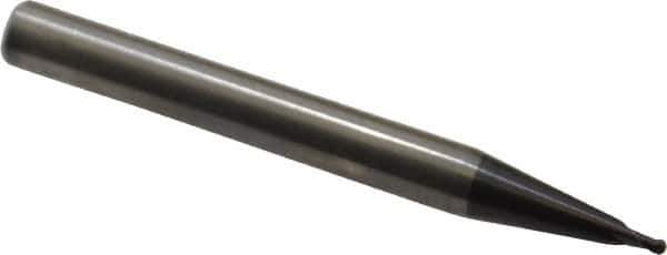 RobbJack - 1/16" Diam, 1/16" LOC, 2 Flute Solid Carbide Ball End Mill - AlTiN Finish, Single End, 2-1/2" OAL, 1/4" Shank Diam, Spiral Flute - Apex Tool & Supply