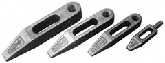 Mitee-Bite - 3/4-10 Stud, Stainless Steel, Plain Strap Clamp - 1-1/2" Travel, 7" OAL x 1.4" Wide x 1-1/16" High, Tapered Nose - Apex Tool & Supply