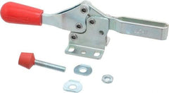 De-Sta-Co - 200 Lb Holding Capacity, Horizontal Handle, Manual Hold Down Toggle Clamp - 61° Handle Movement, 91° Bar Opening, U-Bar, Flanged Base, Electro-Plated Zinc, Carbon Steel - Apex Tool & Supply