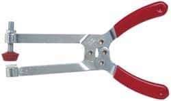 De-Sta-Co - 4448.22 N Load Capacity, 2.91" Throat Depth, 6.8" OAL, Carbon Steel, C Style Plier Clamp - 2.83" Max Jaw Capacity, M6x1 Spindle, 2.83" Open Throat Height, Red Handle, Spindle End - Apex Tool & Supply