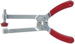 De-Sta-Co - 4448.22 N Load Capacity, 2.91" Throat Depth, 6.8" OAL, Carbon Steel, C Style Plier Clamp - 2.83" Max Jaw Capacity, M6x1 Spindle, 2.83" Open Throat Height, Red Handle, Spindle End - Apex Tool & Supply