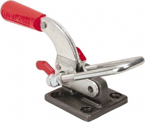 De-Sta-Co - 4,000 Lb Capacity, Horizontal, U Hook, Flanged Base, Carbon Steel Pull Action Latch Clamp - 3-1/2" Drawing Movement, 10.19" OAL, Threaded U Hook, Straight Handle - Apex Tool & Supply