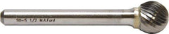M.A. Ford - 1/8" Cut Diam, 1/4" Shank Diam, Ball Head Double Cut Burr - Carbide, Radius End, 7/64" LOC, 2" OAL - Apex Tool & Supply