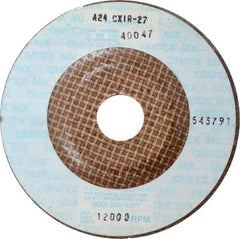 Cratex - 24 Grit, 4-1/2" Wheel Diam, 1/4" Wheel Thickness, 7/8" Arbor Hole, Type 27 Depressed Center Wheel - Aluminum Oxide, Compatible with Angle Grinder - Apex Tool & Supply