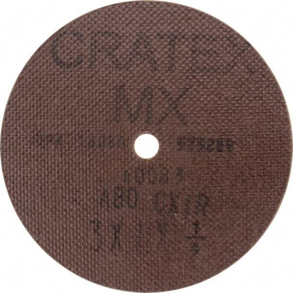 Cratex - 3" Diam 1/4" Hole 80 Grit Fiber Disc - Medium Grade, Aluminum Oxide - Apex Tool & Supply