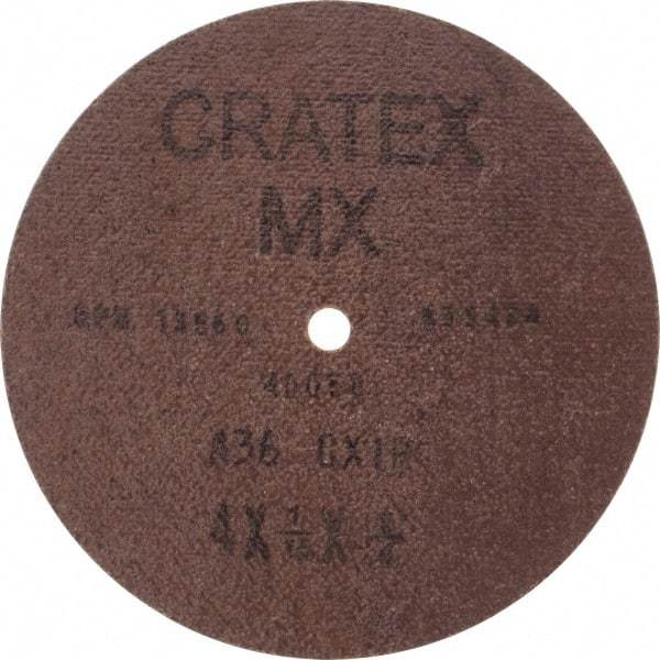 Cratex - 4" Diam 1/4" Hole 36 Grit Fiber Disc - Very Coarse Grade, Aluminum Oxide - Apex Tool & Supply