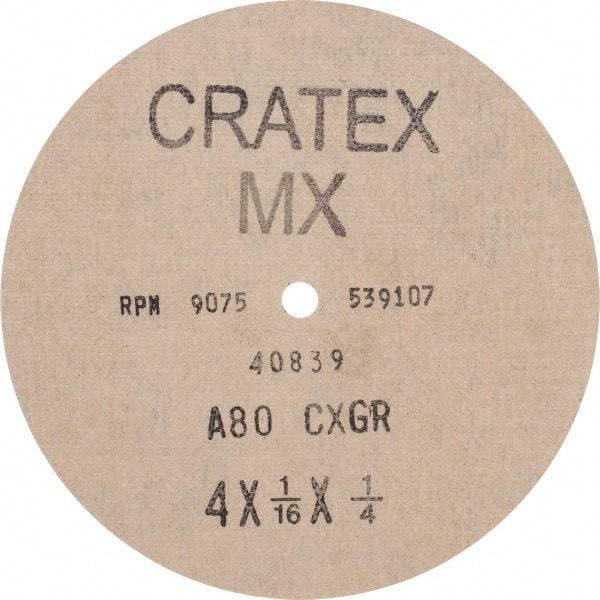 Cratex - 4" Diam 1/4" Hole 80 Grit Fiber Disc - Medium Grade, Aluminum Oxide - Apex Tool & Supply