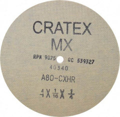 Cratex - 4" Diam 1/4" Hole 80 Grit Fiber Disc - Medium Grade, Aluminum Oxide - Apex Tool & Supply