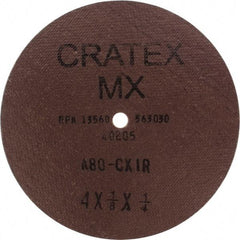 Cratex - 4" Diam 1/4" Hole 80 Grit Fiber Disc - Medium Grade, Aluminum Oxide - Apex Tool & Supply