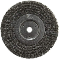 Weiler - 6" OD, 5/8" Arbor Hole, Crimped Steel Wheel Brush - 3/4" Face Width, 1-7/16" Trim Length, 0.0118" Filament Diam, 6,000 RPM - Apex Tool & Supply
