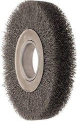 Weiler - 7" OD, 2" Arbor Hole, Crimped Steel Wheel Brush - 1-1/4" Face Width, 1-5/8" Trim Length, 0.014" Filament Diam, 6,000 RPM - Apex Tool & Supply