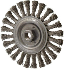 Weiler - 6" OD, 5/8-11 Arbor Hole, Knotted Stainless Steel Wheel Brush - 1/2" Face Width, 1-3/8" Trim Length, 0.023" Filament Diam, 12,500 RPM - Apex Tool & Supply