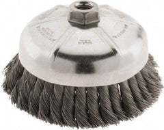 Weiler - 6" Diam, 5/8-11 Threaded Arbor, Steel Fill Cup Brush - 0.014 Wire Diam, 1-3/8" Trim Length, 6,600 Max RPM - Apex Tool & Supply