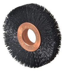 Weiler - 2" OD, 1/2" Arbor Hole, Crimped Nylon Wheel Brush - 3/8" Face Width, 1/2" Trim Length, 0.014" Filament Diam, 20,000 RPM - Apex Tool & Supply