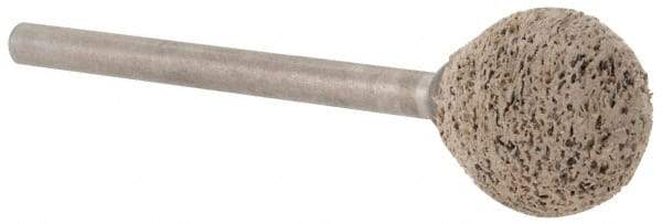 Cratex - 1/2" Head Diam x 1/2" Thickness, B121, Ball End, Aluminum Oxide Mounted Point - Very Coarse Grade, 36 Grit, 21,000 RPM - Apex Tool & Supply