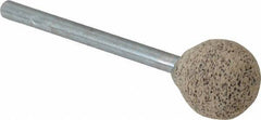 Cratex - 1/2" Head Diam x 1/2" Thickness, B121, Ball End, Aluminum Oxide Mounted Point - Very Coarse Grade, 36 Grit, 21,000 RPM - Apex Tool & Supply