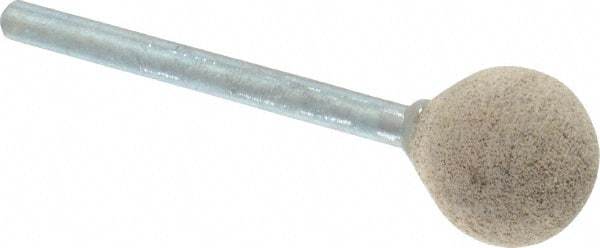 Cratex - 1/2" Head Diam x 1/2" Thickness, B121, Ball End, Aluminum Oxide Mounted Point - Medium Grade, 80 Grit, 21,000 RPM - Apex Tool & Supply