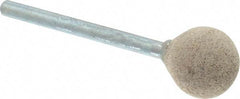 Cratex - 1/2" Head Diam x 1/2" Thickness, B121, Ball End, Aluminum Oxide Mounted Point - Medium Grade, 80 Grit, 21,000 RPM - Apex Tool & Supply