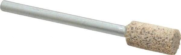Cratex - 1/4" Head Diam x 1/2" Thickness, W163, Cylinder End, Aluminum Oxide Mounted Point - Very Coarse Grade, 36 Grit, 26,250 RPM - Apex Tool & Supply