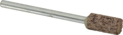 Cratex - 1/4" Head Diam x 1/2" Thickness, W163, Cylinder End, Aluminum Oxide Mounted Point - Very Coarse Grade, 36 Grit, 26,250 RPM - Apex Tool & Supply