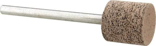 Cratex - 1/2" Head Diam x 1/2" Thickness, W185, Cylinder End, Aluminum Oxide Mounted Point - Very Coarse Grade, 36 Grit, 16,870 RPM - Apex Tool & Supply