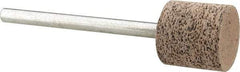 Cratex - 1/2" Head Diam x 1/2" Thickness, W185, Cylinder End, Aluminum Oxide Mounted Point - Very Coarse Grade, 36 Grit, 16,870 RPM - Apex Tool & Supply