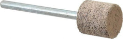 Cratex - 1/2" Head Diam x 1/2" Thickness, W185, Cylinder End, Aluminum Oxide Mounted Point - Very Coarse Grade, 36 Grit, 16,870 RPM - Apex Tool & Supply