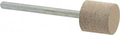 Cratex - 1/2" Head Diam x 1/2" Thickness, W185, Cylinder End, Aluminum Oxide Mounted Point - Medium Grade, 80 Grit, 16,870 RPM - Apex Tool & Supply