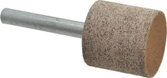 Cratex - 1" Head Diam x 1" Thickness, W220, Cylinder End, Aluminum Oxide Mounted Point - Very Coarse Grade, 36 Grit, 15,750 RPM - Apex Tool & Supply