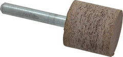 Cratex - 1" Head Diam x 1" Thickness, W220, Cylinder End, Aluminum Oxide Mounted Point - Very Coarse Grade, 36 Grit, 15,750 RPM - Apex Tool & Supply