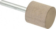 Cratex - 1" Head Diam x 1" Thickness, W220, Cylinder End, Aluminum Oxide Mounted Point - Medium Grade, 80 Grit, 15,750 RPM - Apex Tool & Supply