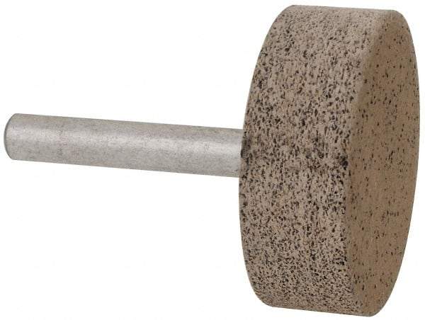 Cratex - 1-1/2" Head Diam x 1/2" Thickness, W236, Cylinder End, Aluminum Oxide Mounted Point - Very Coarse Grade, 36 Grit, 21,750 RPM - Apex Tool & Supply