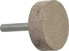 Cratex - 1-1/2" Head Diam x 1/2" Thickness, W236, Cylinder End, Aluminum Oxide Mounted Point - Very Coarse Grade, 36 Grit, 21,750 RPM - Apex Tool & Supply
