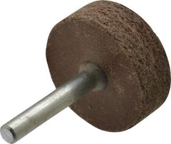 Cratex - 1-1/2" Head Diam x 1/2" Thickness, W236, Cylinder End, Aluminum Oxide Mounted Point - Very Coarse Grade, 36 Grit, 21,750 RPM - Apex Tool & Supply