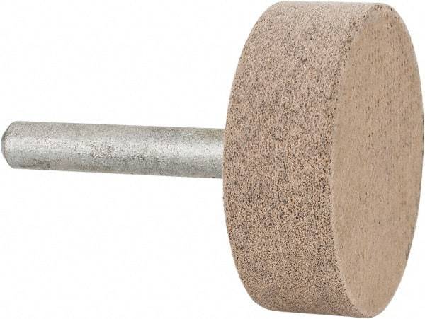 Cratex - 1-1/2" Head Diam x 1/2" Thickness, W236, Cylinder End, Aluminum Oxide Mounted Point - Medium Grade, 80 Grit, 21,750 RPM - Apex Tool & Supply