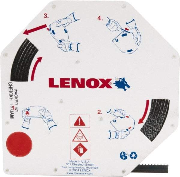 Lenox - 1/2" x 100' x 0.025" Carbon Steel Band Saw Blade Coil Stock - 6 TPI, Toothed Edge, Hook Form, Raker Set, Flexible Back, Constant Pitch, Contour Cutting - Apex Tool & Supply