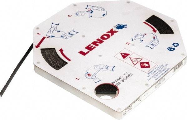 Lenox - 3/8" x 100' x 0.025" Carbon Steel Band Saw Blade Coil Stock - 6 TPI, Toothed Edge, Hook Form, Raker Set, Flexible Back, Constant Pitch, Contour Cutting - Apex Tool & Supply
