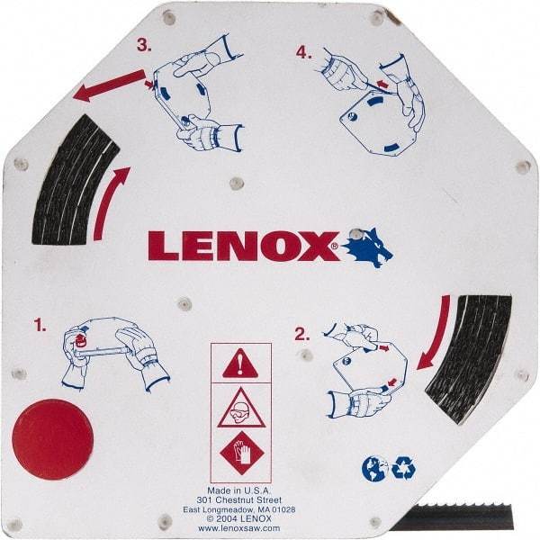 Lenox - 1/2" x 100' x 0.025" Carbon Steel Band Saw Blade Coil Stock - 3 TPI, Toothed Edge, Hook Form, Raker Set, Flexible Back, Constant Pitch, Contour Cutting - Apex Tool & Supply