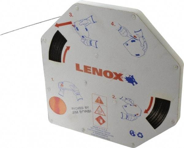 Lenox - 1/4" x 100' x 0.025" Carbon Steel Band Saw Blade Coil Stock - 18 TPI, Toothed Edge, Straight Form, Raker Set, Hard Back, Constant Pitch, Contour Cutting - Apex Tool & Supply