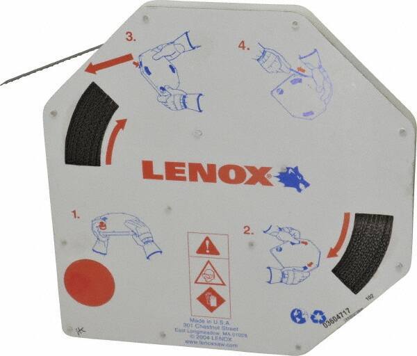 Lenox - 3/8" x 100' x 0.025" Bi-Metal Band Saw Blade Coil Stock - 10 to 14 TPI, Toothed Edge, Modified Raker Set, Flexible Back, Variable Pitch, Contour Cutting - Apex Tool & Supply