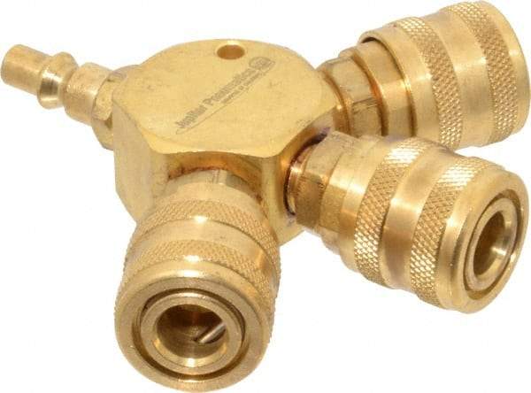 Value Collection - 1/4" Inlet, 1/4" Outlet Manifold - 4-1/2" Long x 0.88" Wide x 4-5/8" High, 1 Inlet Port, 3 Outlet Ports - Apex Tool & Supply