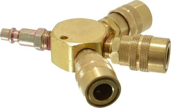 Value Collection - 1/4" Inlet, 1/4" Outlet Manifold - 4-1/2" Long x 0.88" Wide x 4-5/8" High, 1 Inlet Port, 3 Outlet Ports - Apex Tool & Supply