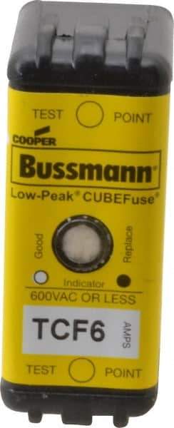 Cooper Bussmann - 300 VDC, 600 VAC, 6 Amp, Time Delay General Purpose Fuse - Plug-in Mount, 2-7/64" OAL, 100 at DC, 200 (CSA RMS), 300 (UL RMS) kA Rating - Apex Tool & Supply