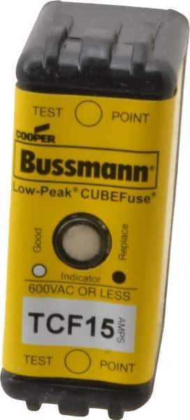 Cooper Bussmann - 300 VDC, 600 VAC, 15 Amp, Time Delay General Purpose Fuse - Plug-in Mount, 1-7/8" OAL, 100 at DC, 200 (CSA RMS), 300 (UL RMS) kA Rating - Apex Tool & Supply
